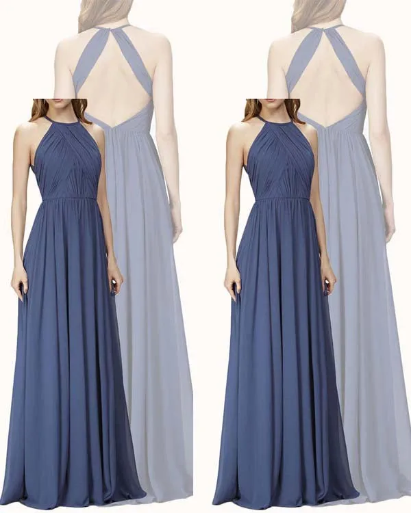 Popular Grape Bridesmaid Dresses Open Back Long Chiffon A-line Wedding Guest Party Gowns Floor Length