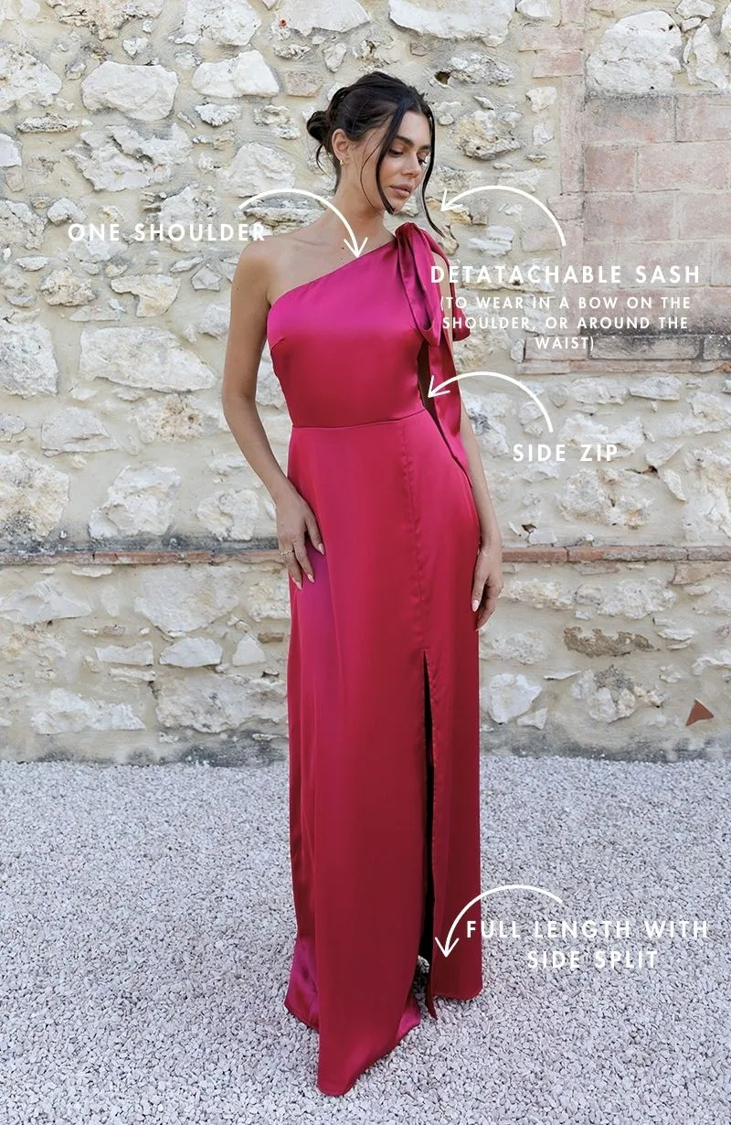Porto Dress in Hot Pink Satin