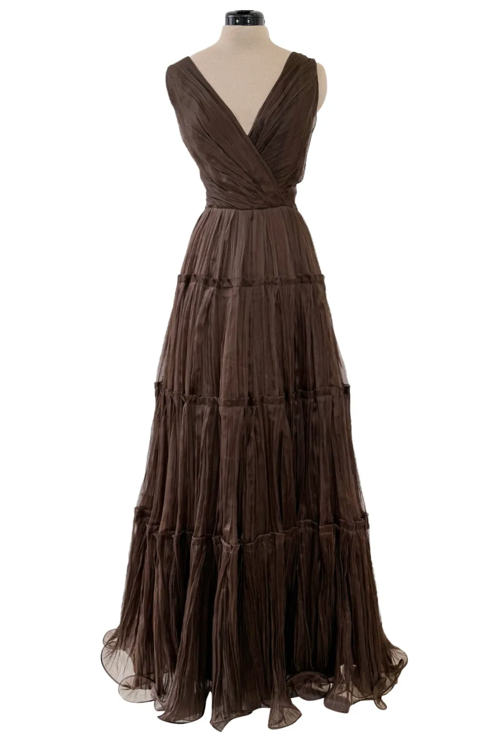 Pretty Spring 2012 Oscar de la Renta Runway Look 46 Brown Silk Chiffon Dress
