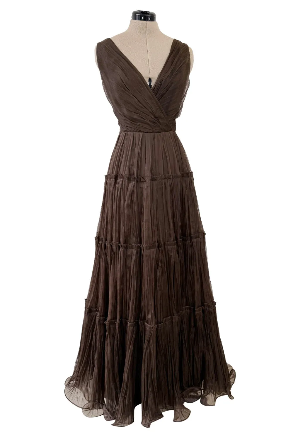 Pretty Spring 2012 Oscar de la Renta Runway Look 46 Brown Silk Chiffon Dress