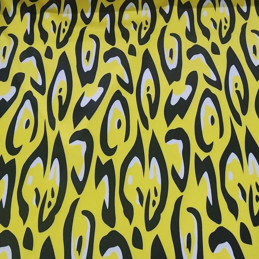 Printed Milano Satin Leopard Fabric Yellow 150 cm