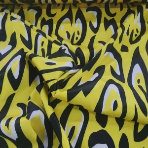 Printed Milano Satin Leopard Fabric Yellow 150 cm