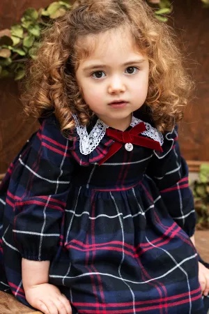 "Addison" Navy & Red Tartan Dress