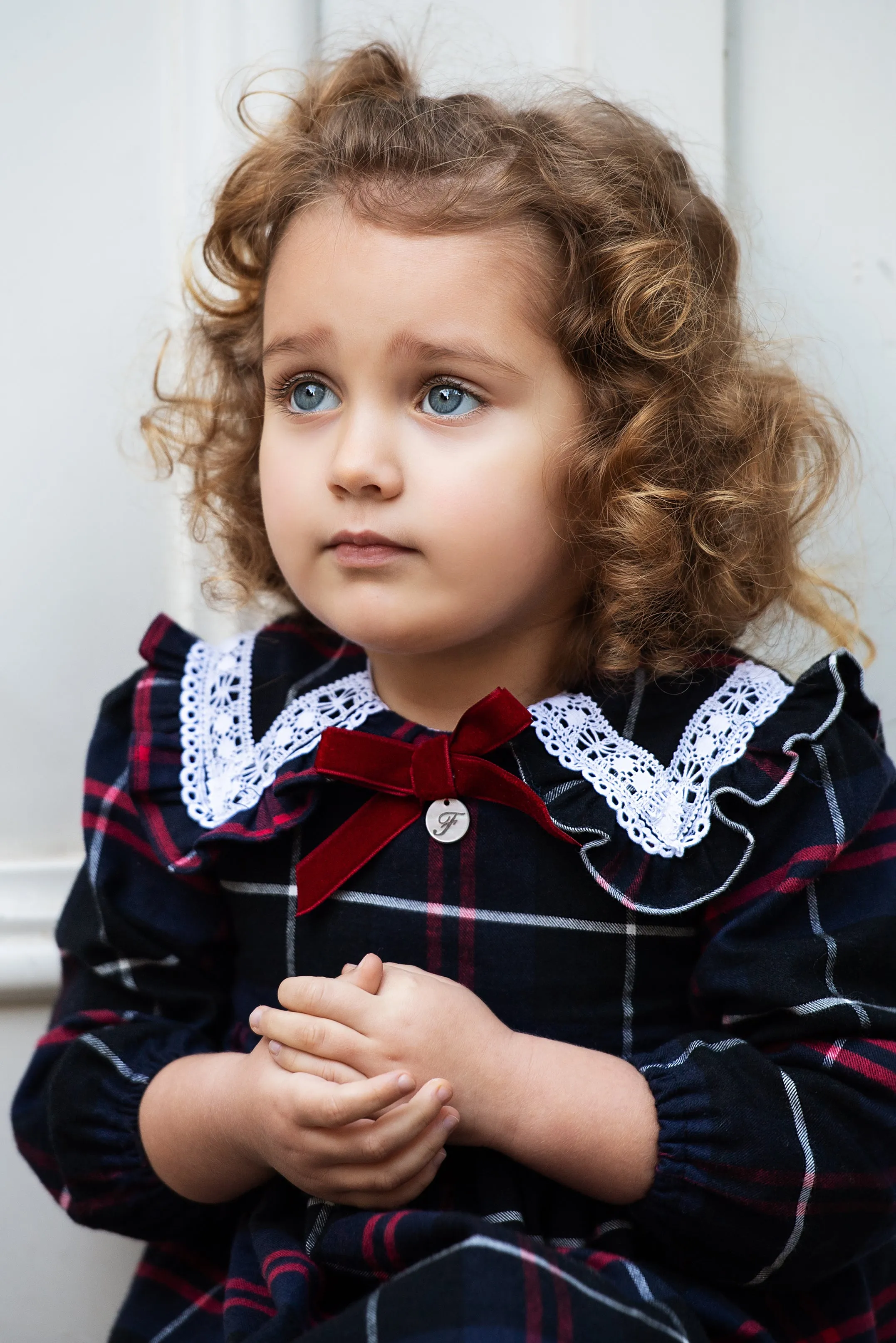 "Addison" Navy & Red Tartan Dress