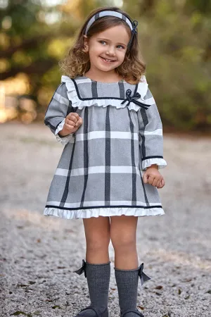 "Dahlia" Grey Tartan Dress