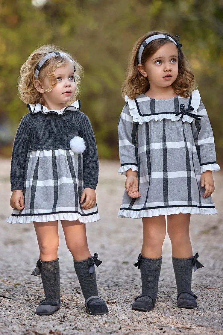 "Dahlia" Grey Tartan Dress