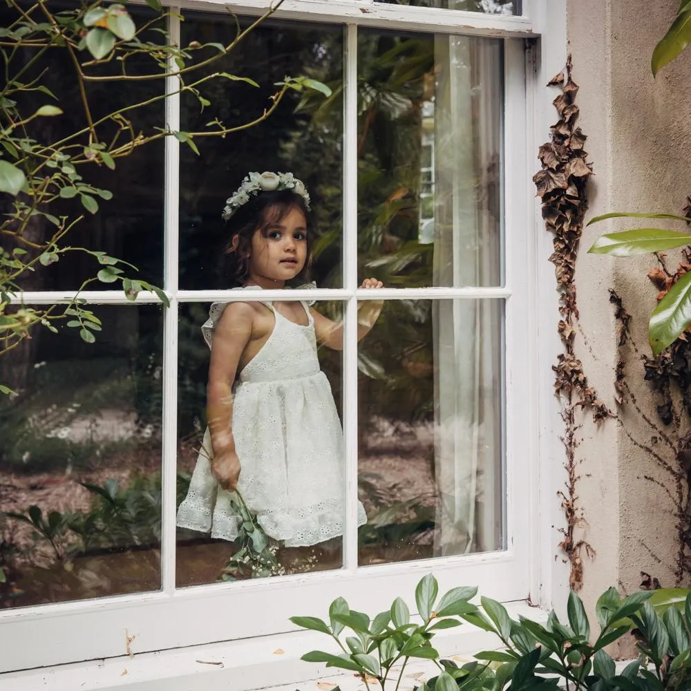 "Hermione" Silk Daisy Broderie Dress