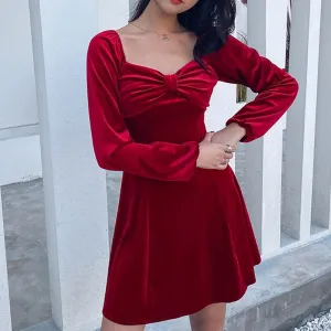 "Retro Velvet Square Collar" Dress Y040705