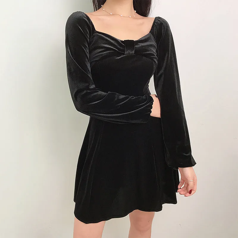 "Retro Velvet Square Collar" Dress Y040705