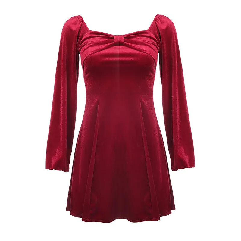 "Retro Velvet Square Collar" Dress Y040705