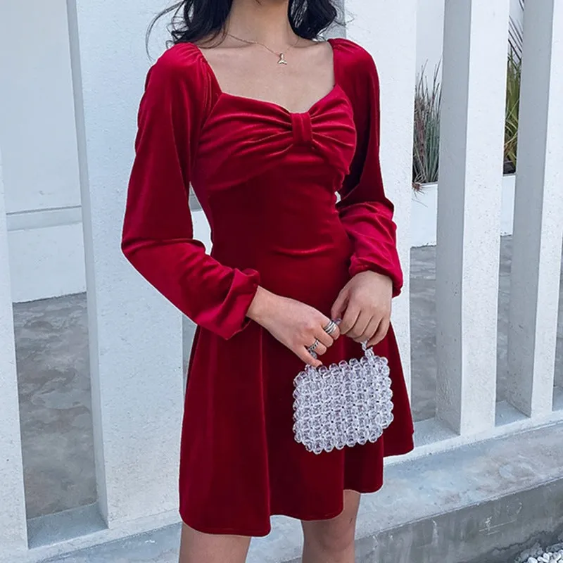 "Retro Velvet Square Collar" Dress Y040705
