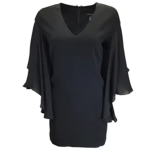 Ralph Lauren Black Label Black Flutter Sleeved Crepe Mini Dress