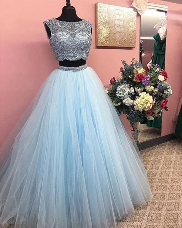 Real 2018 Coral Two Pieces Quinceanera Dresses Beadings Shiny Tulle Ruffles Ball Gowns Sweet 16