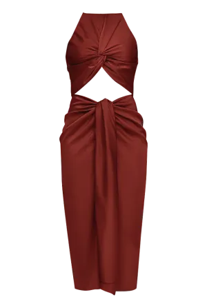 Reni Cut-Out Midi Dress | Chocolate