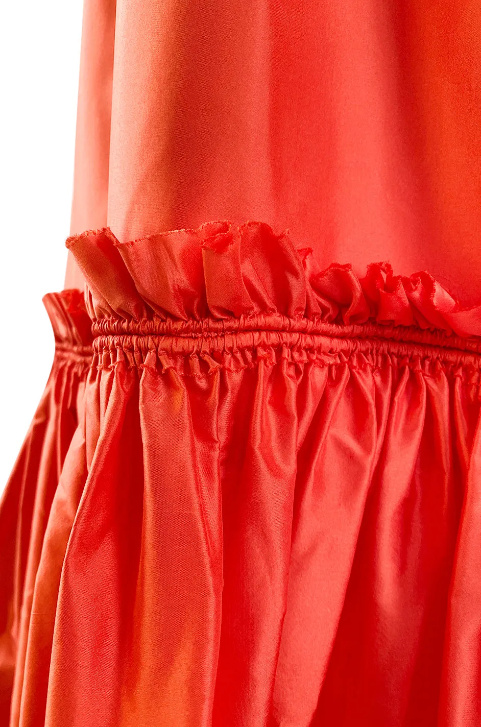 Resort 2008 Oscar de la Renta Look 56 Bright Coral Silk Full & Open Tiered Runway Dress