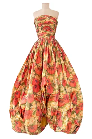Resort 2009 Oscar de la Renta Runway Look 59 Strapless Coral Silk Dress w Full Bubble Hem Skirt