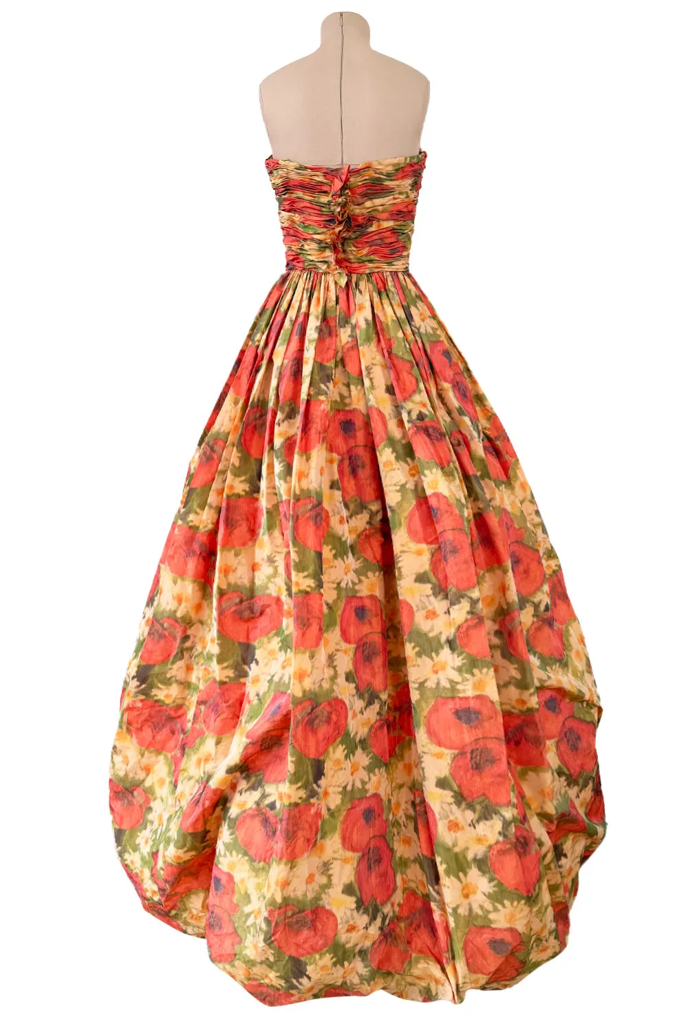 Resort 2009 Oscar de la Renta Runway Look 59 Strapless Coral Silk Dress w Full Bubble Hem Skirt