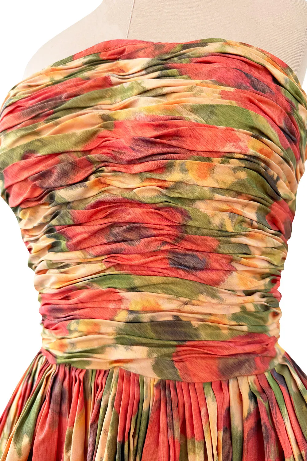 Resort 2009 Oscar de la Renta Runway Look 59 Strapless Coral Silk Dress w Full Bubble Hem Skirt