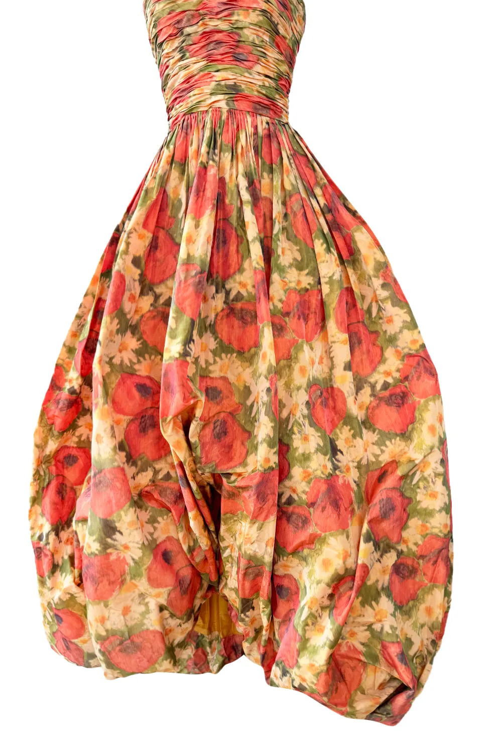 Resort 2009 Oscar de la Renta Runway Look 59 Strapless Coral Silk Dress w Full Bubble Hem Skirt
