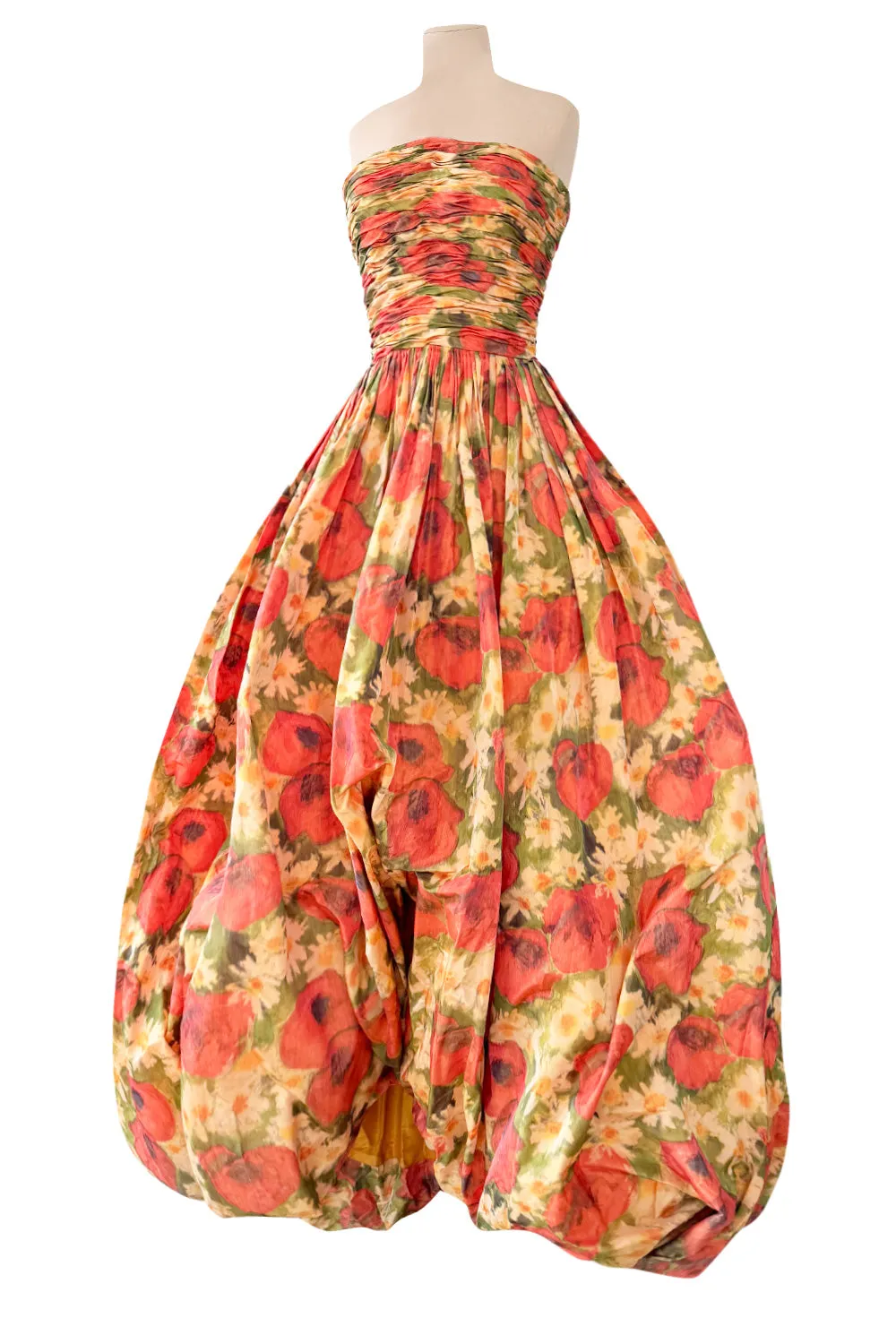 Resort 2009 Oscar de la Renta Runway Look 59 Strapless Coral Silk Dress w Full Bubble Hem Skirt