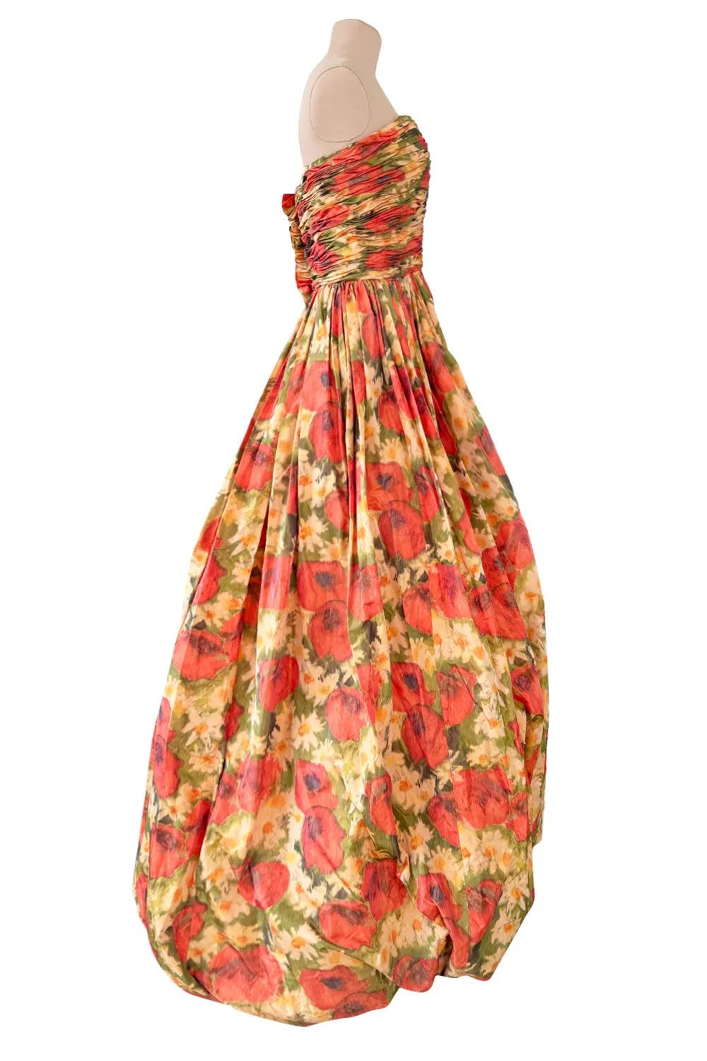 Resort 2009 Oscar de la Renta Runway Look 59 Strapless Coral Silk Dress w Full Bubble Hem Skirt