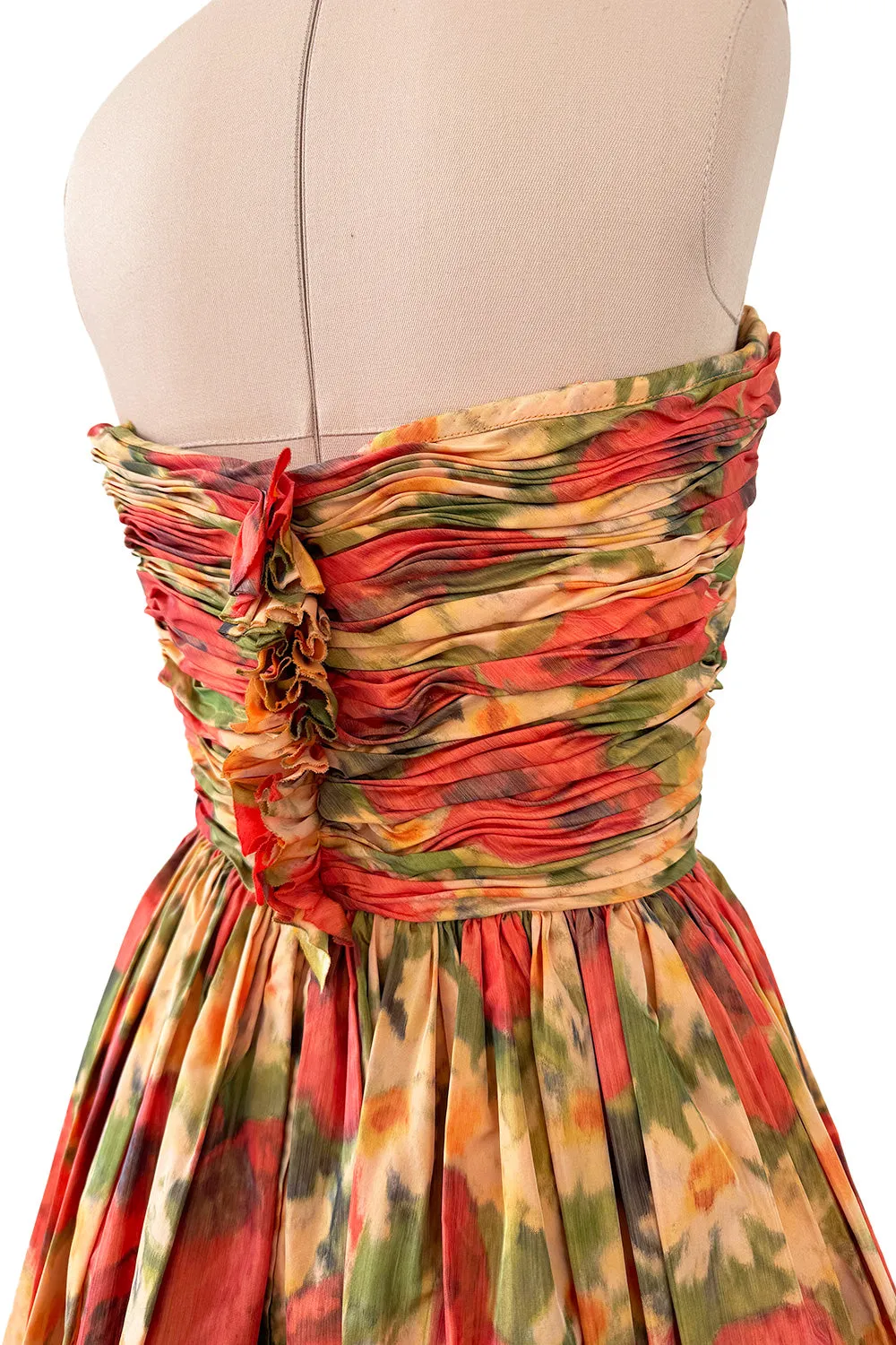Resort 2009 Oscar de la Renta Runway Look 59 Strapless Coral Silk Dress w Full Bubble Hem Skirt