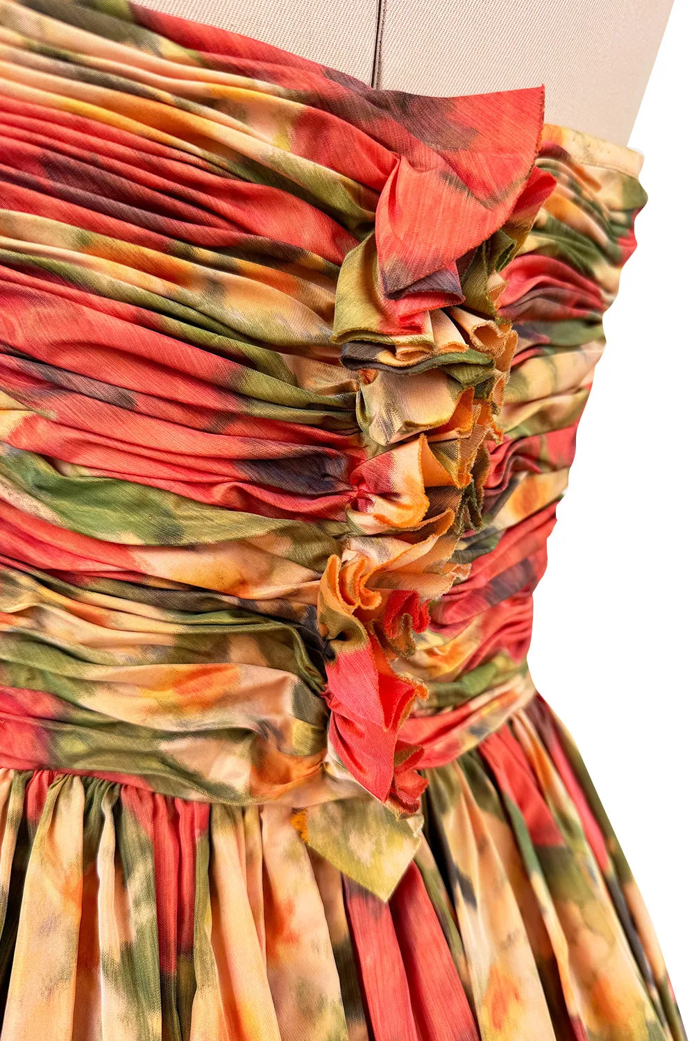 Resort 2009 Oscar de la Renta Runway Look 59 Strapless Coral Silk Dress w Full Bubble Hem Skirt