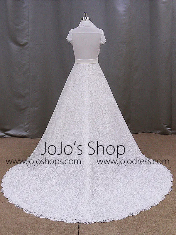 Retro Style Lace Wedding Dress With Short Sleeve Blouse | BB005