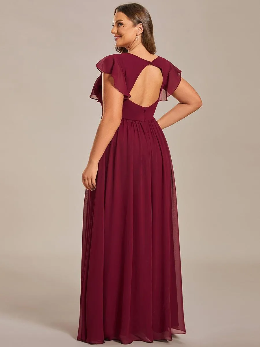 Robe de soirée en mousseline à manches volantées