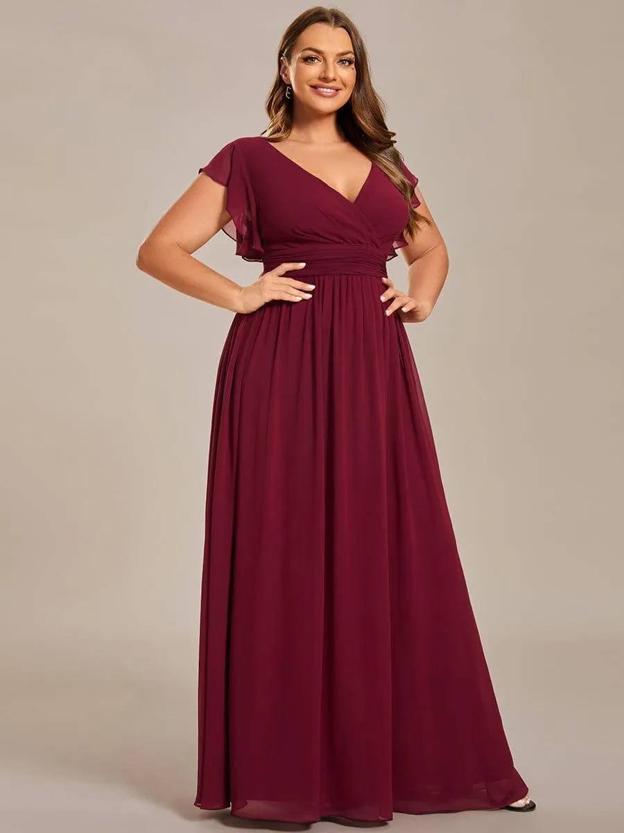 Robe de soirée en mousseline à manches volantées