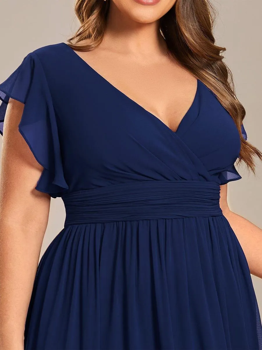 Robe de soirée en mousseline à manches volantées