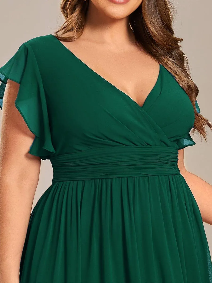 Robe de soirée en mousseline à manches volantées