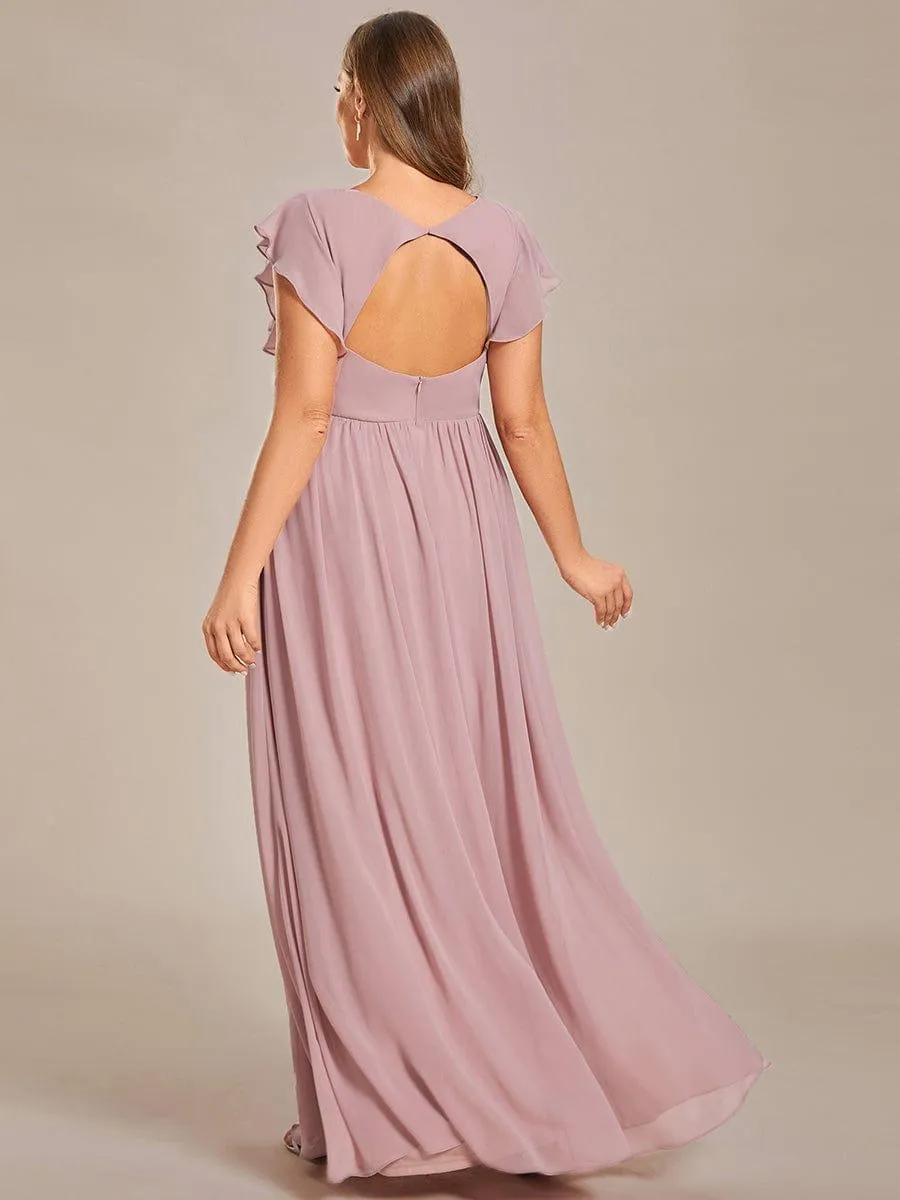 Robe de soirée en mousseline à manches volantées