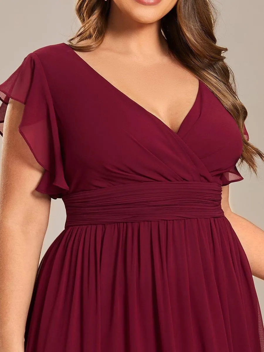 Robe de soirée en mousseline à manches volantées
