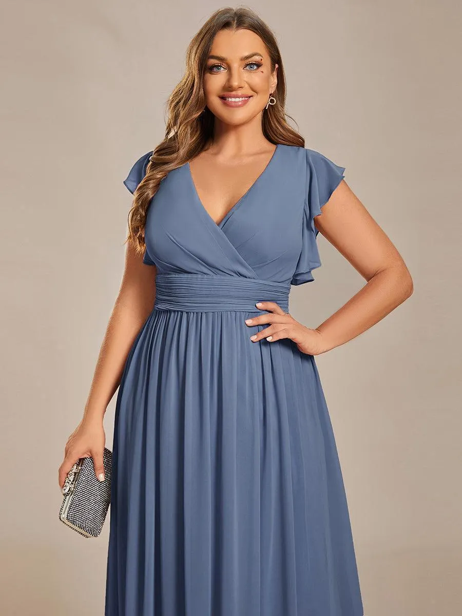 Robe de soirée en mousseline à manches volantées