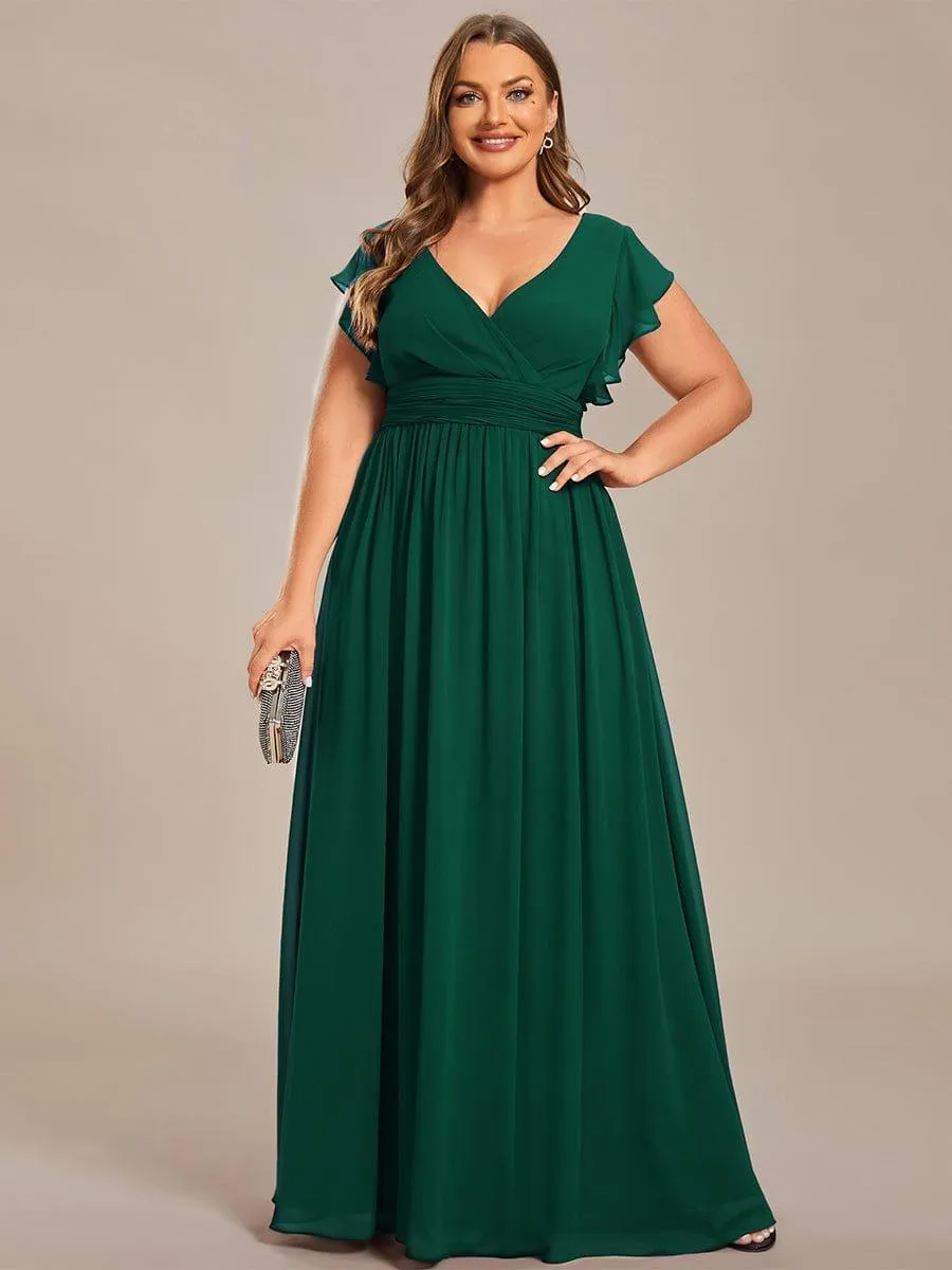 Robe de soirée en mousseline à manches volantées