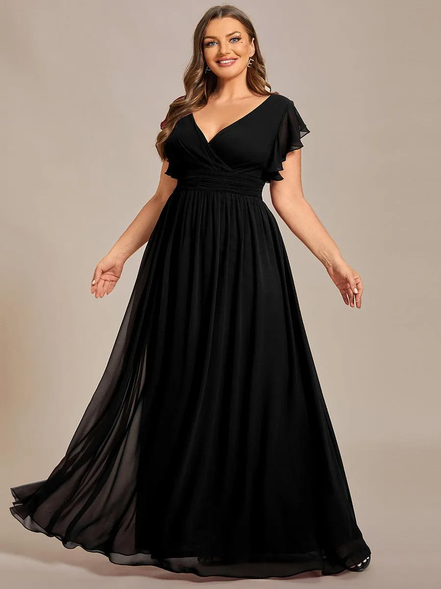 Robe de soirée en mousseline à manches volantées