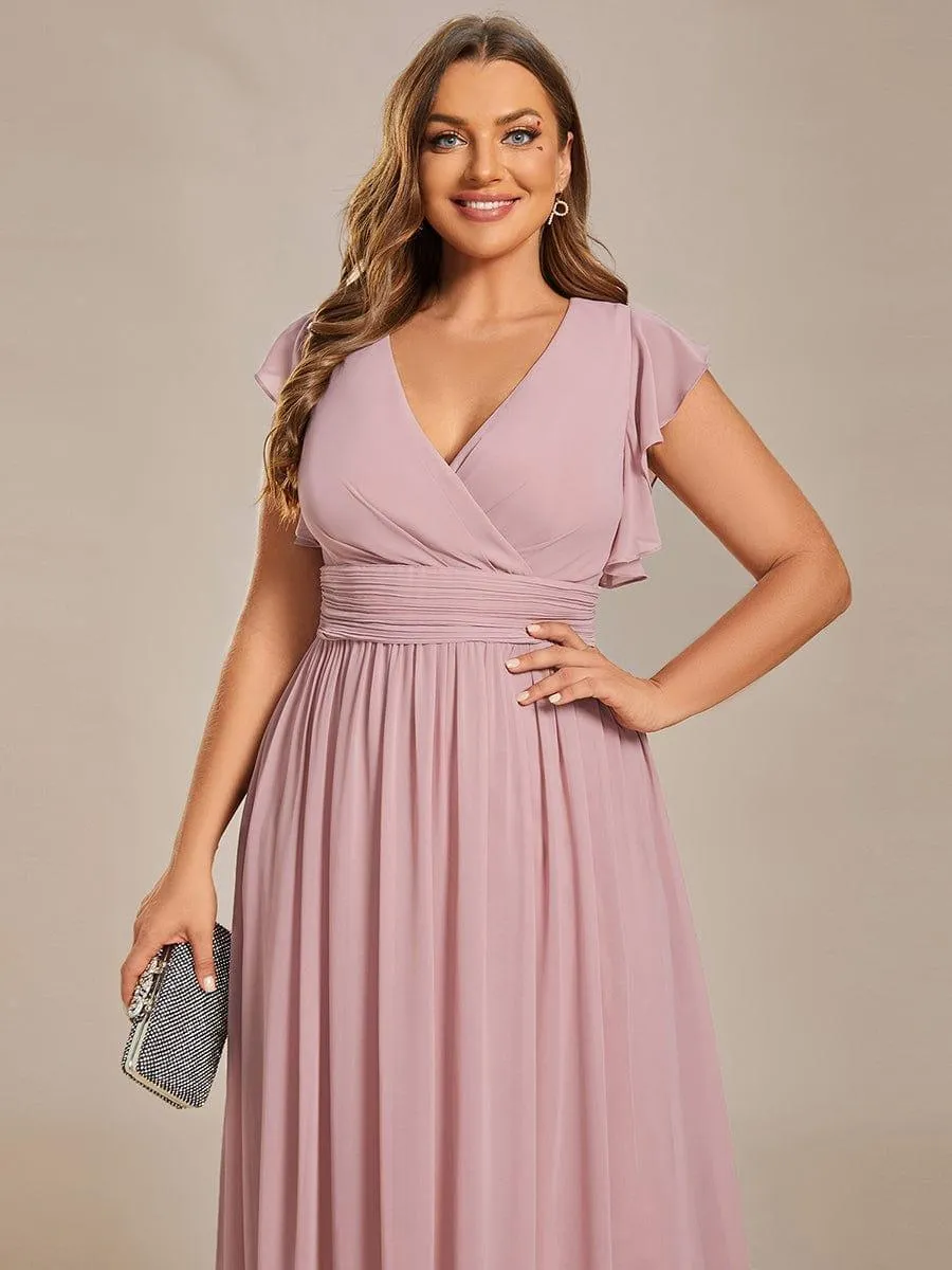Robe de soirée en mousseline à manches volantées