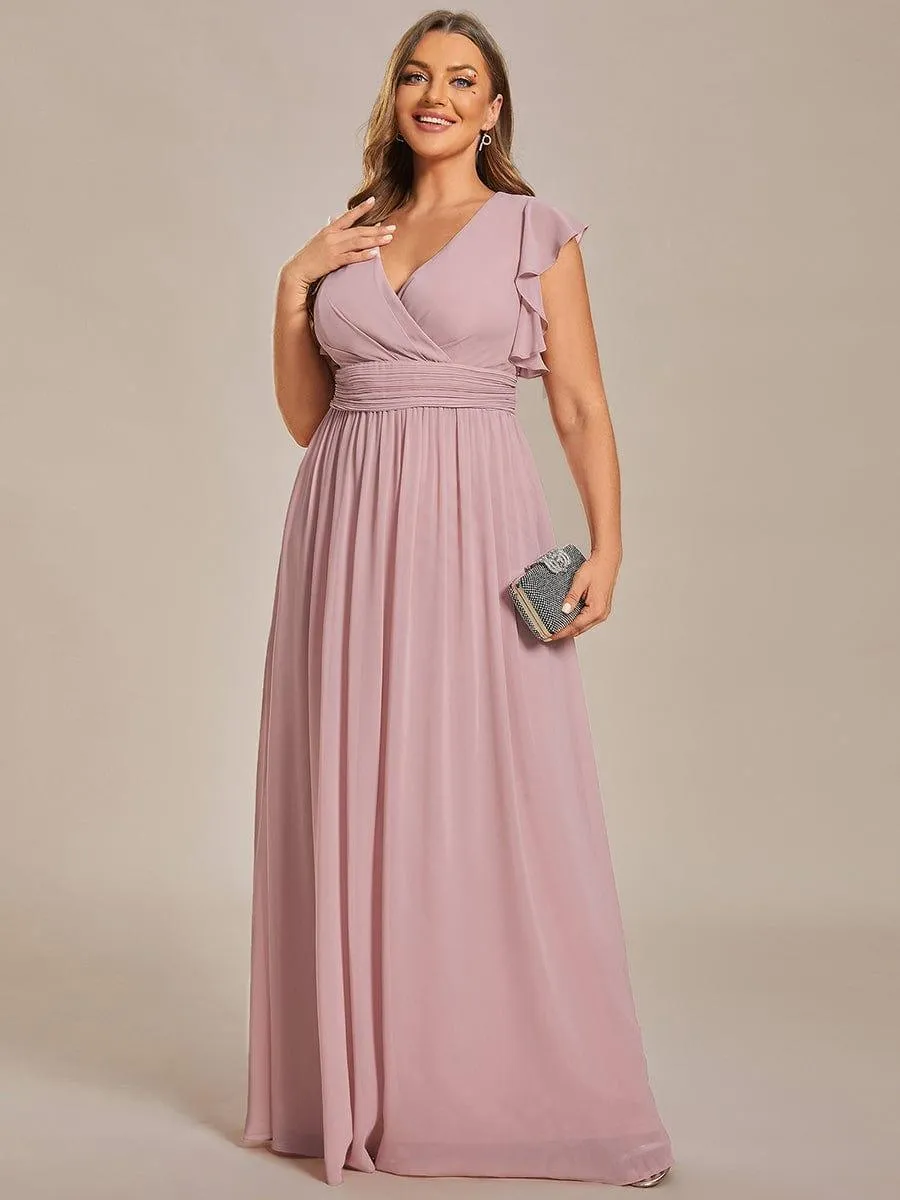 Robe de soirée en mousseline à manches volantées