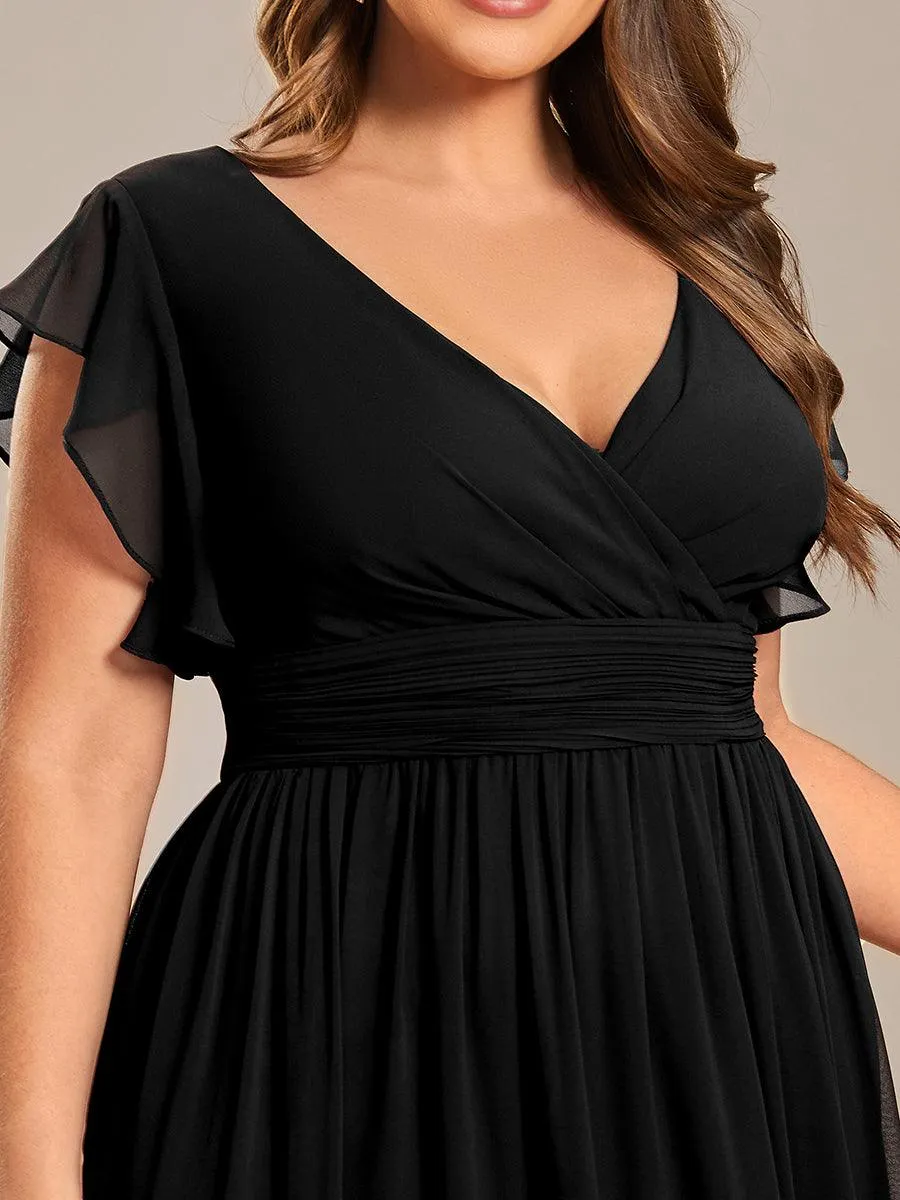 Robe de soirée en mousseline à manches volantées