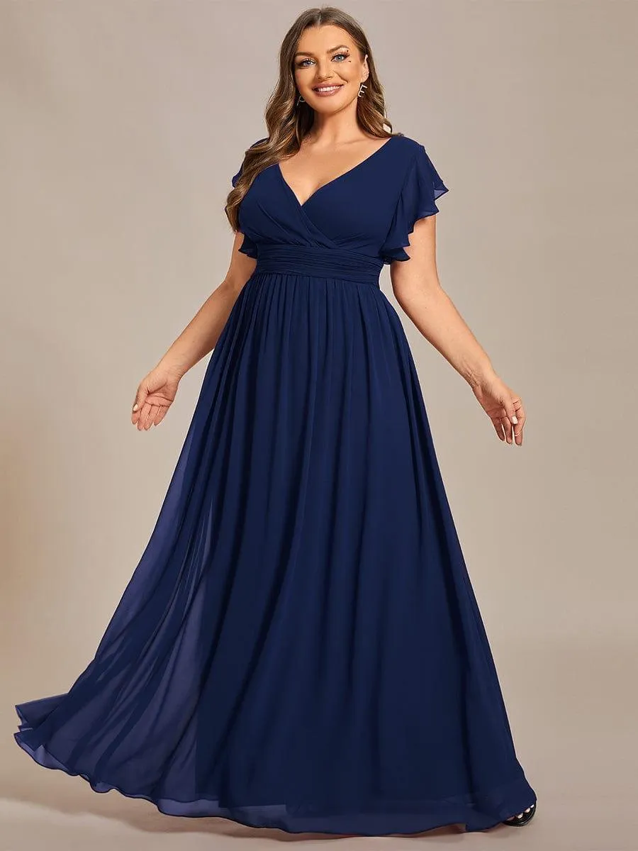 Robe de soirée en mousseline à manches volantées