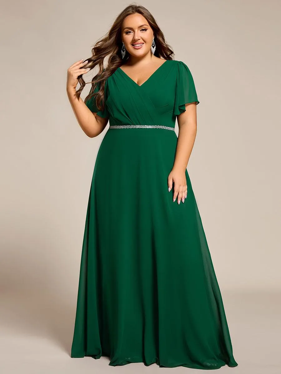 Robe de soirée trapèze en mousseline à sequins grande taille