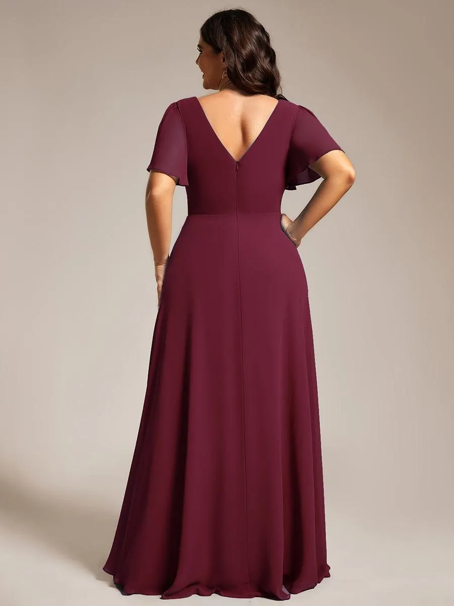 Robe de soirée trapèze en mousseline à sequins grande taille