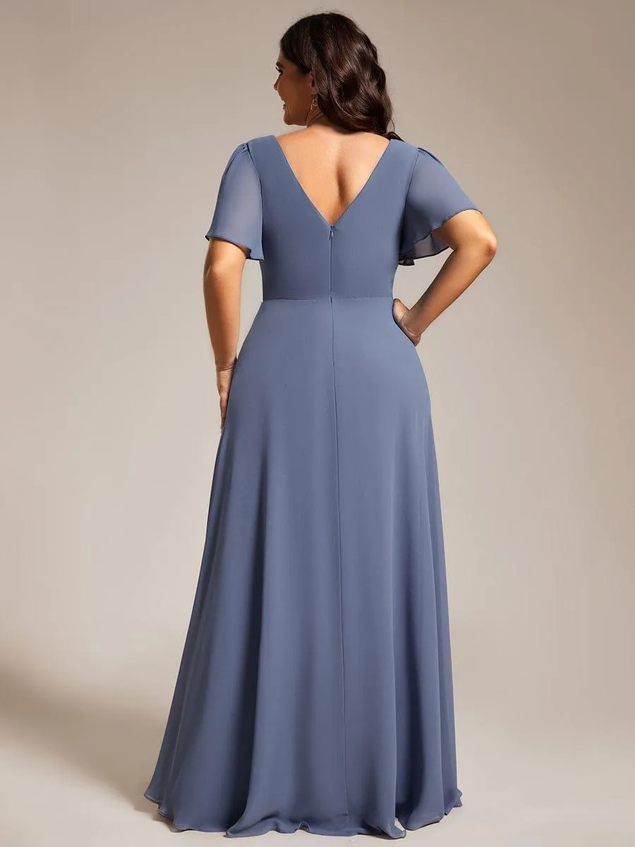 Robe de soirée trapèze en mousseline à sequins grande taille