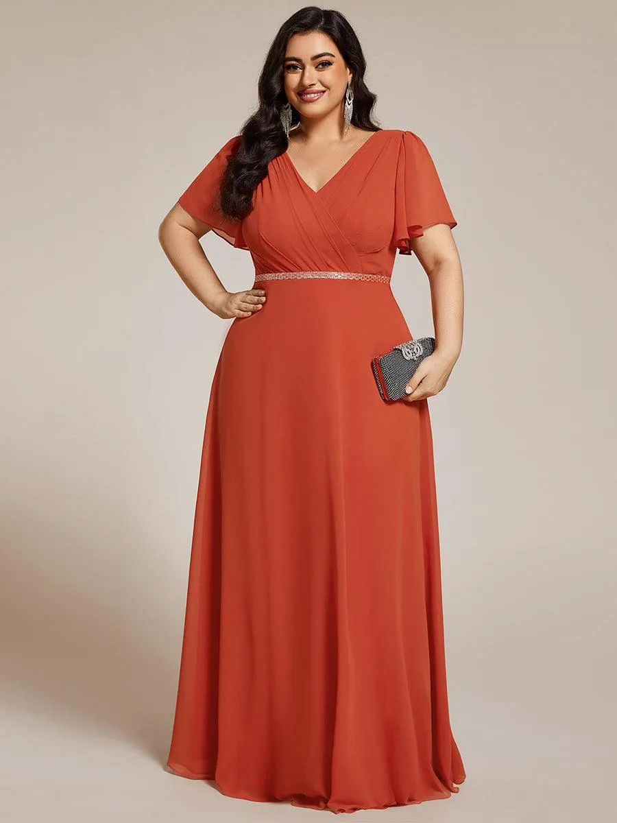 Robe de soirée trapèze en mousseline à sequins grande taille