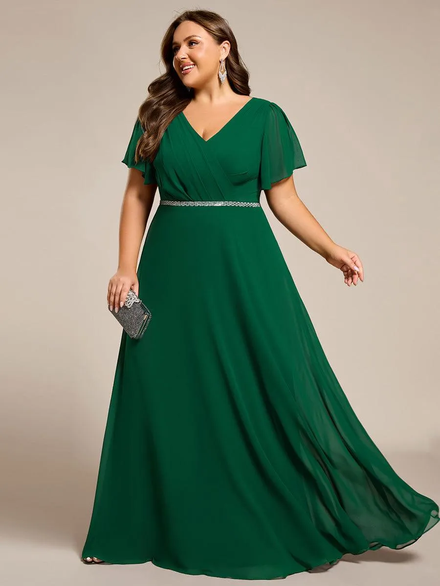 Robe de soirée trapèze en mousseline à sequins grande taille