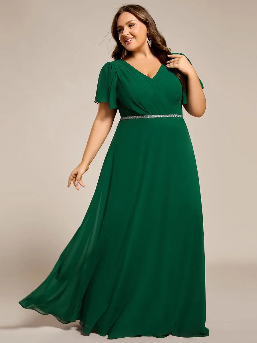 Robe de soirée trapèze en mousseline à sequins grande taille