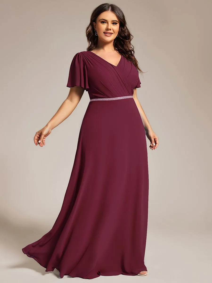Robe de soirée trapèze en mousseline à sequins grande taille