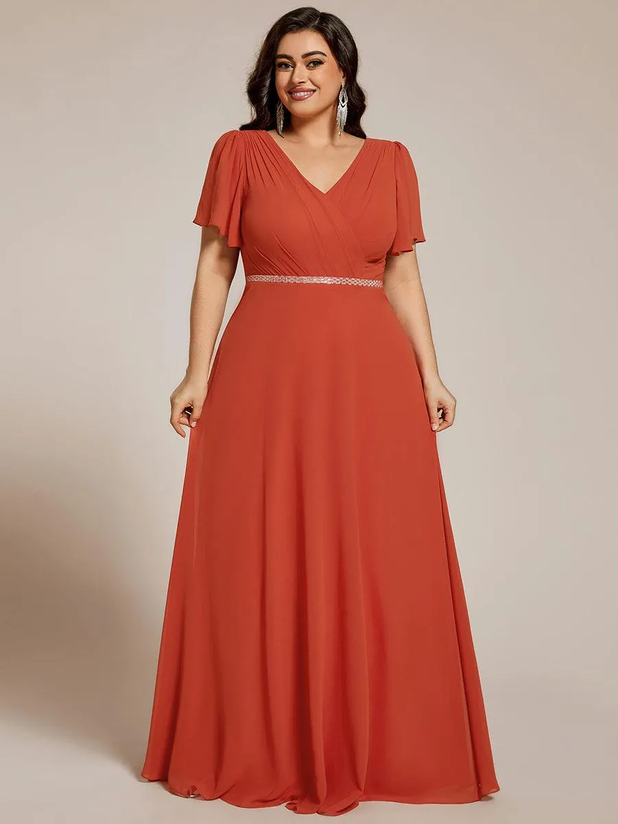 Robe de soirée trapèze en mousseline à sequins grande taille