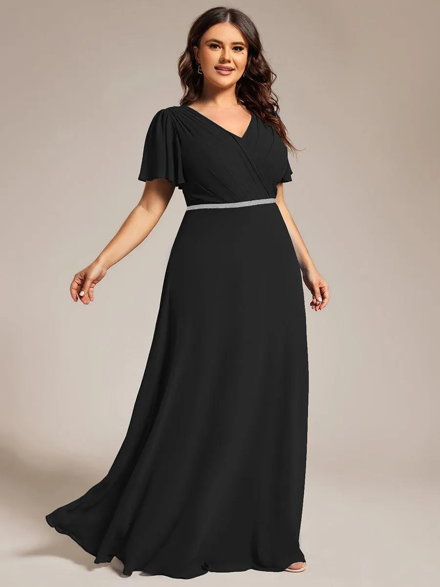 Robe de soirée trapèze en mousseline à sequins grande taille